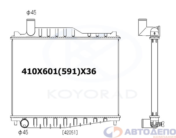Радиатор PL021476A KOYORAD /NISSAN UD CONDOR (99-) FE6A/FE6F,  M/T,  MK210/LK25A/MK252/