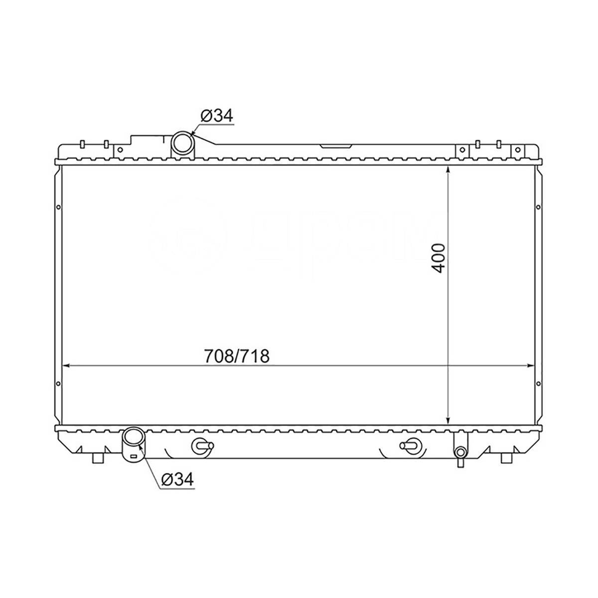Радиатор TY0005-100D 2L (TO-0271-26) /MARK/CHASER/ CRESTA LX100 2LTE (96-00)/ (ниж. патрубок СПРАВО) ADR
