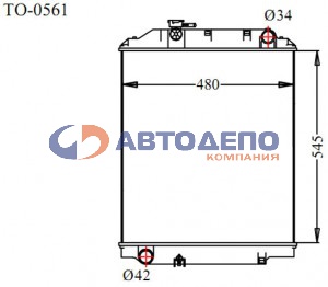 Радиатор TO-0561-36  /DYNA,  '00-'10 ,  3RZ#,  MT,  RZ43000 / 340  16400-75380,  16400-75431,  16400-75381