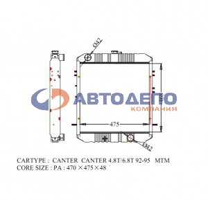 Радиатор MI-0166-48 ADR /MT CANTER '92-'95 FE4#,  FE3#  4.8T/6.8T /