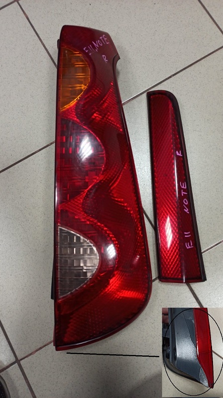 Задний фонарь NIS NOTE E11 '05- 220-63780R (со вставкой) [б/у] /внутреняя сторона скол/