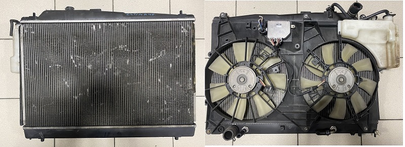 Радиатор TOY ESTIMA MCR40 1MZ [б/у] /течь верхнего бочка,  под ремонт/ + расширит.бачок 16470-20050