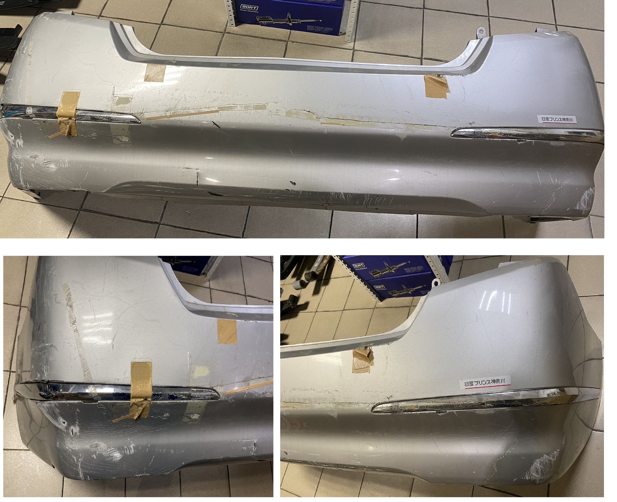 Бампер задний NIS Teana J32 '08 /серебро/ [85022-JN20A] [б/у] /Потертости,  надрыв/