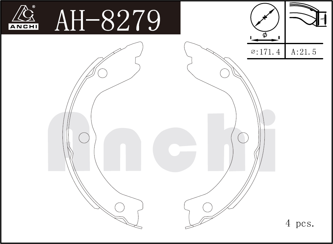 Колодки ручника FN0650 (AH8279) ANCHI /NISSAN T30,  P12/