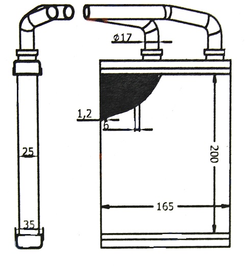 Радиатор печки HR-122C /HINO,  MITSUBISHI 300,  FUSO CANTER/ AD /левый руль,  трубки к радиатору крепятся хомутами!/