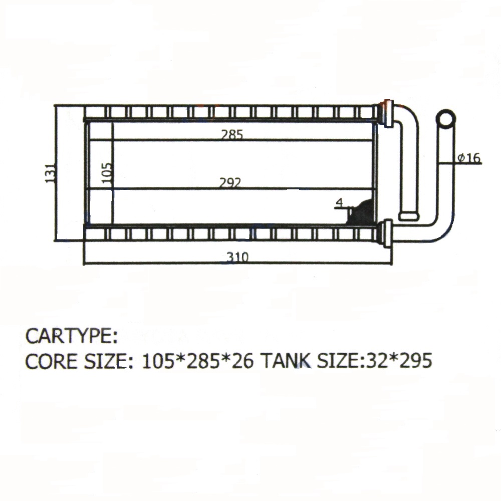 Радиатор печки HR-508 /ISUZU только правый руль!!! FSR,  FVR,  FRR/трубки соединены с радиатором и обжаты! - только правый руль!!!/