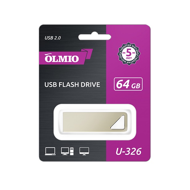 USB флеш накопитель 64GB,  U-326,  USB2.0,  OLMIO