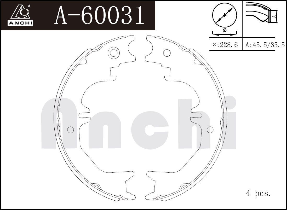 Колодки ручника FN8905 (A60031) ANCHI /TOYOTA #J8#,  #J10#,  LEXUS LX470/