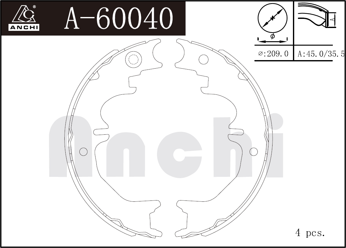 Колодки ручника FN0642 (A60040) ANCHI /TOYOTA LAND CRUISER PRADO #J9#,  #J12# '96-/