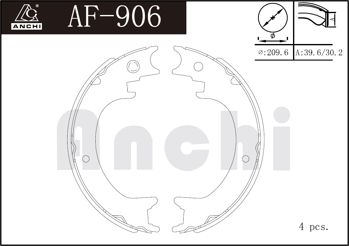 Колодки ручника FN0651 (AF906) ANCHI /LEXUS RX# 04-,  TOYOTA,  SUBARU '05-/