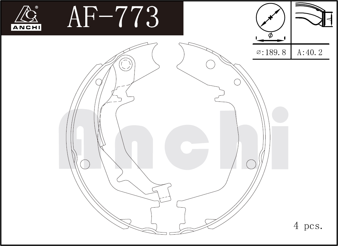 Колодки барабанные FN0644 (AF773) ANCHI /Rear HYUNDAI,  KIA 01-/