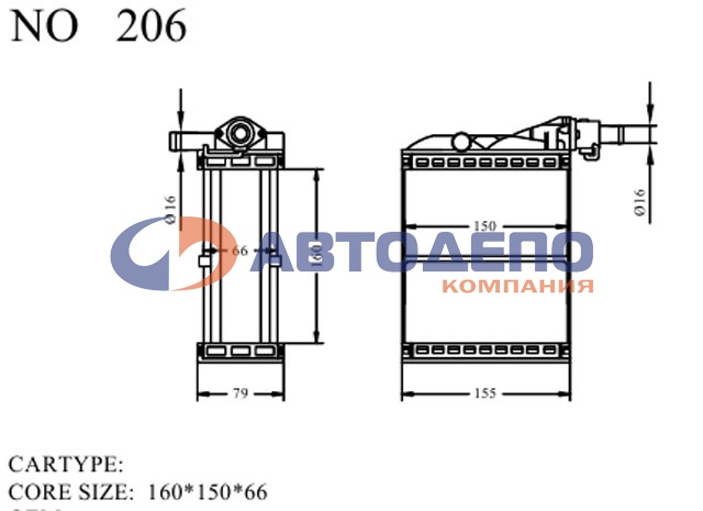 Радиатор печки HR-206 /NISSAN SAFARI YRY60 TD42/ AD